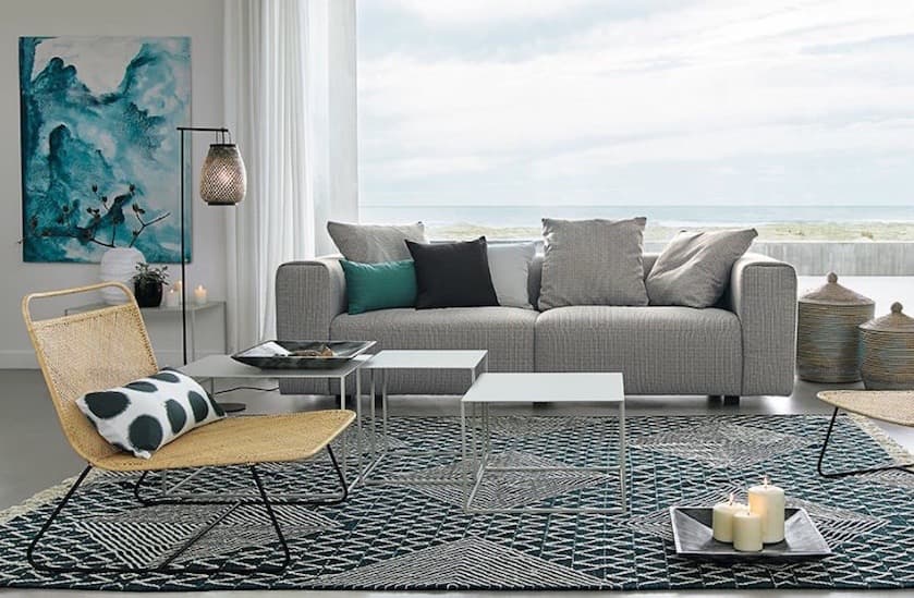 canape gris fauteuil osier salon