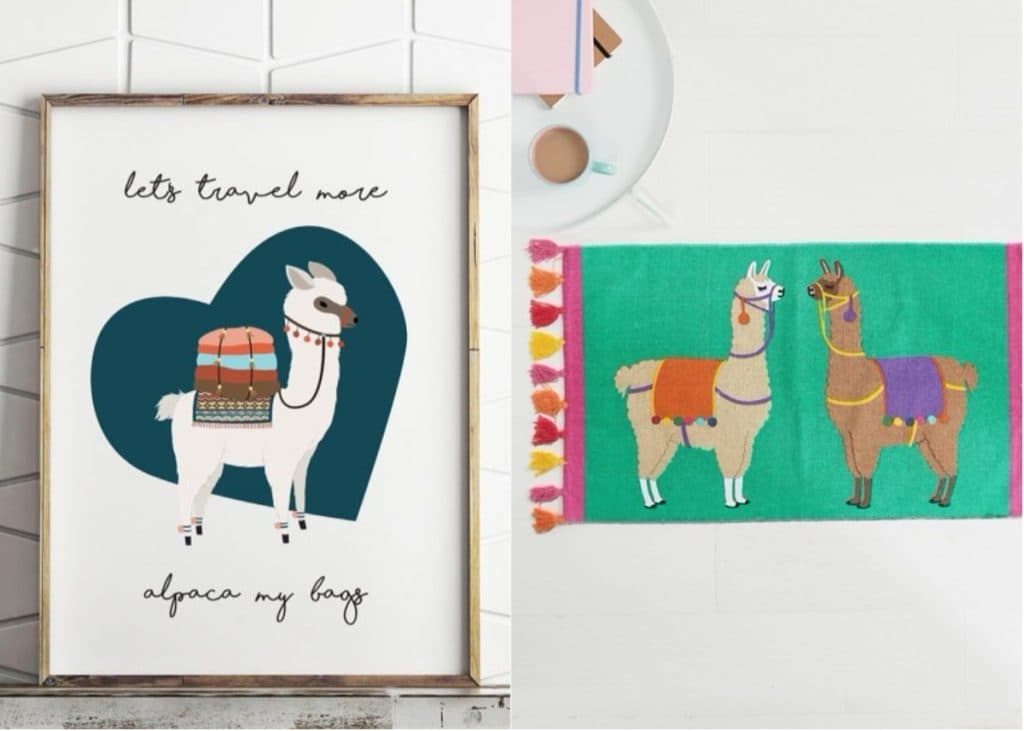 déco lama affiche scandinave tapis pompon