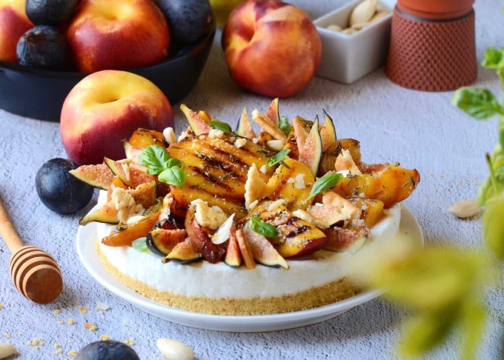 recette cheesecake ​chèvre figue nectarine miel - blog cuisine maison - clem around the corner