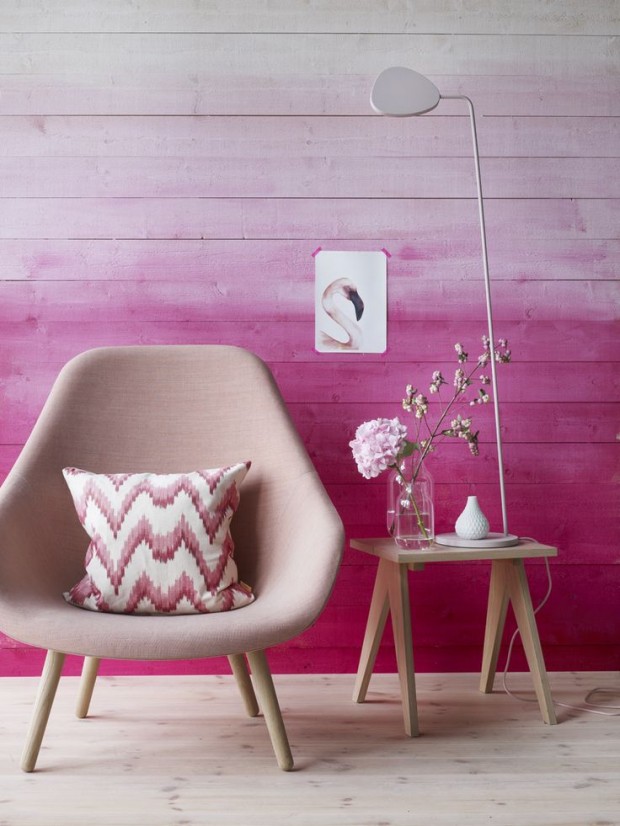 Mur rose bonbon degrade.