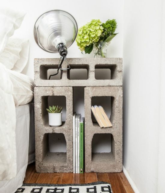 parpaing de beton table de nuit diy.