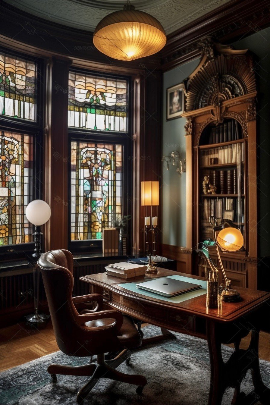 espace bureau dirigeant style Art Nouveau caractéristiques