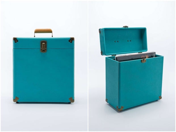 valise de rangement disque vinyle 33 tours vintage.