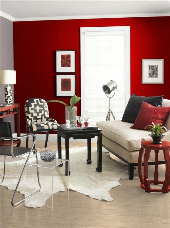 salon rouge noir blanc