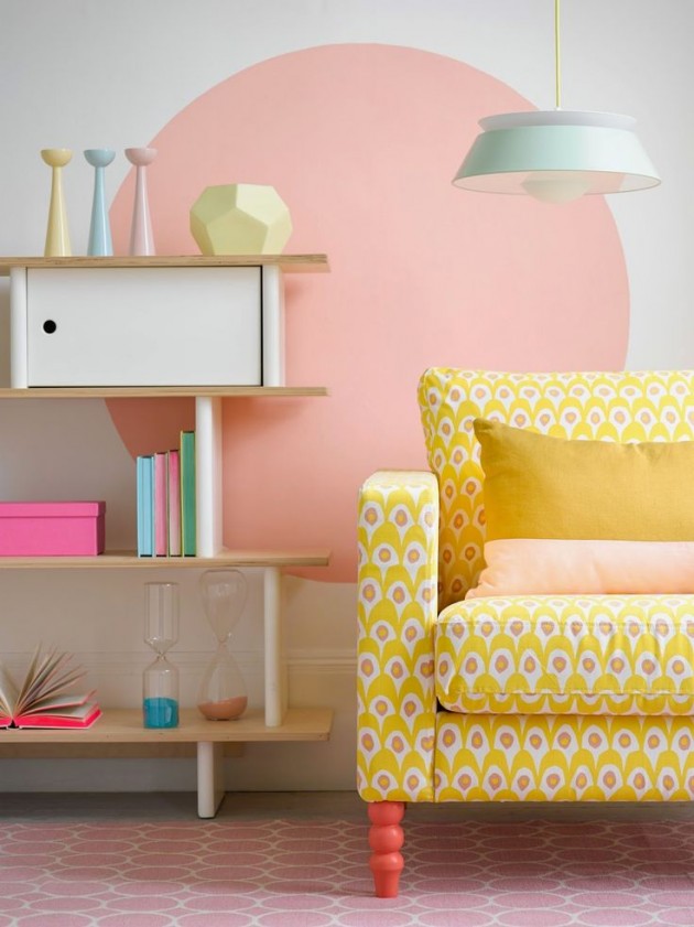 salon pastel rose et jaune