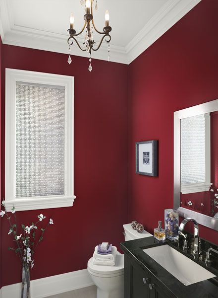 salle de bain rouge noir blanche