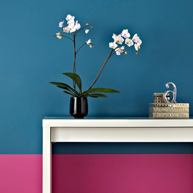 mur peint rose bleu