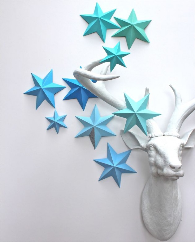 diy deco de noel en papier décoration chambre enfant garçon à faire soi-même etoile sapin