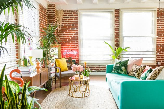 Urban jungle colorée appartement fluo multicolore
