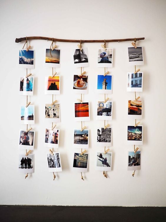accroche photo pince a linge branche minimaliste