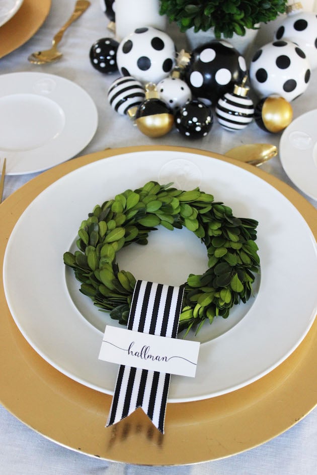 table noel blanc et or sapin