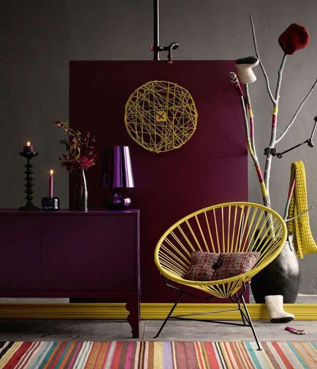 chambre jaune moutarde et marsala