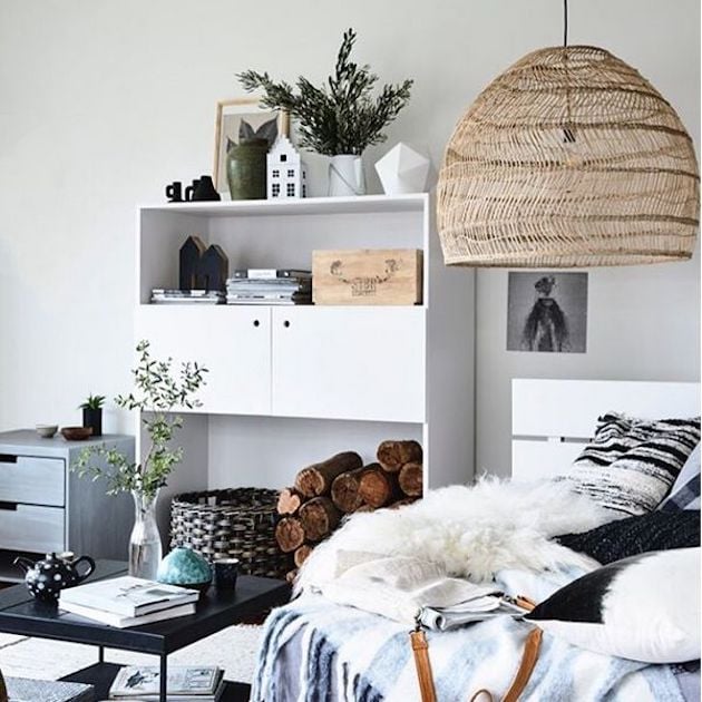 hk living lampe suspension en osier salon