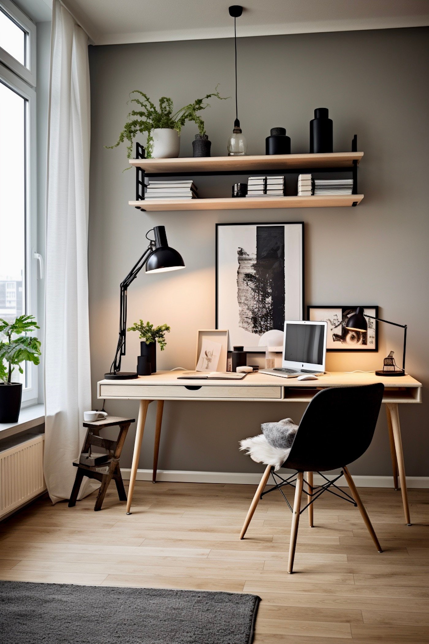 chambre ado stylée espace révision travail-ambiance-loft