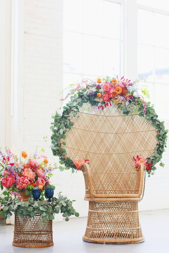 déco printemps on mêle fleur et rotin