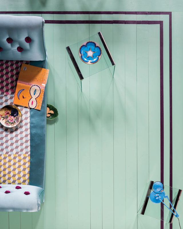 peindre un parquet en vert mint deco salon