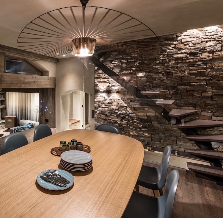 chalet design style montagne salle a manger lampe vertigo