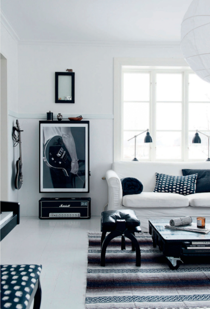 interieur salon maison noir et blanche