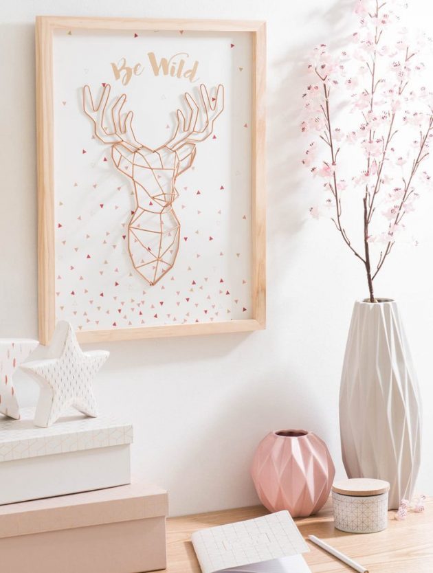 tableau trophée deco tête de cerf en bois