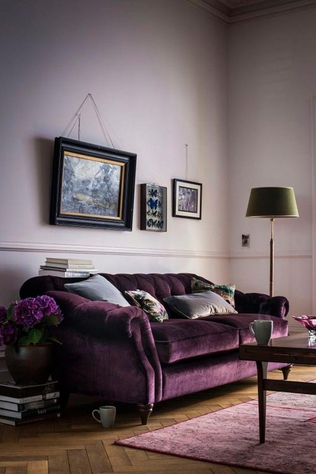 pantone 2018 ultra violet canape velours salon