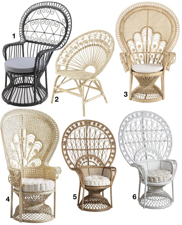 le fauteuil Emmanuelle en osier noir blanc naturel