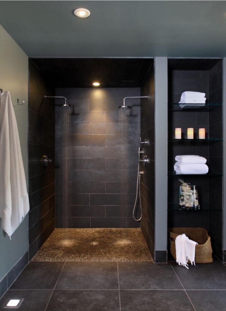 douche italienne salle de bain design moderne foncee