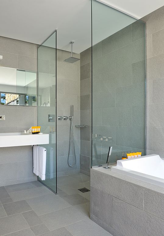 douche italienne en pierre grise parvoie verre