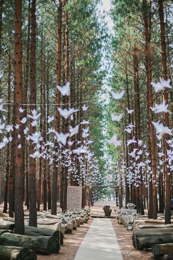 deco ceremonie laique alle centrale oiseaux papier foret