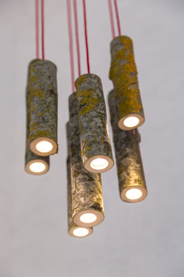 que faire avec un morceau de tronc d'arbre luminaire lampe originale suspension