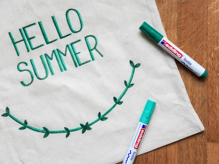 activite facile maitresse diy enfant totebag hello summer vert