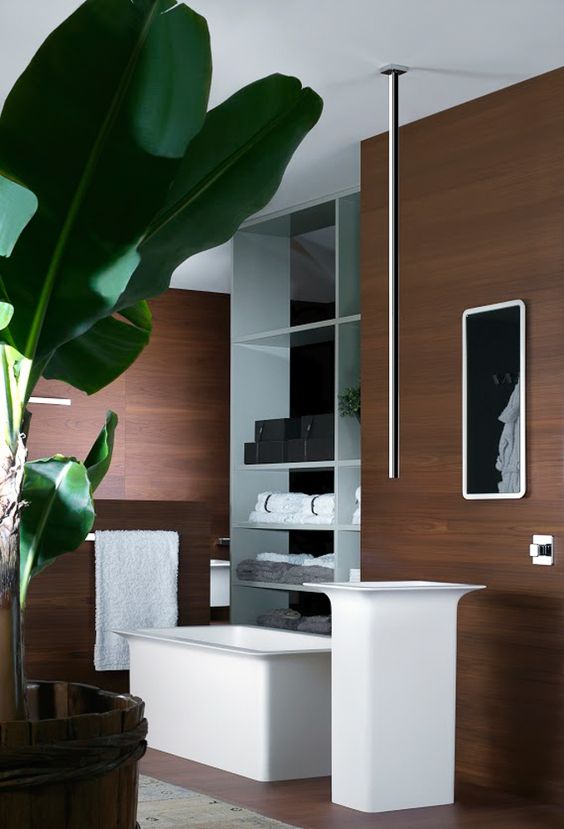 salle de bain theme nature teck acajou palmier bois - Blog déco - Clem around the corner