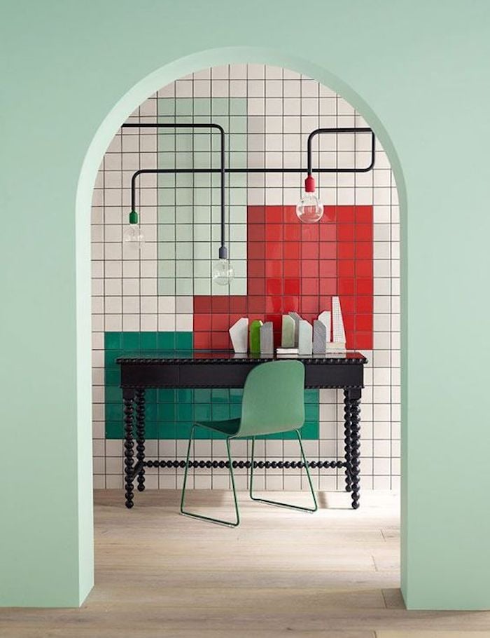 deco graphic color block original vert rouge rose