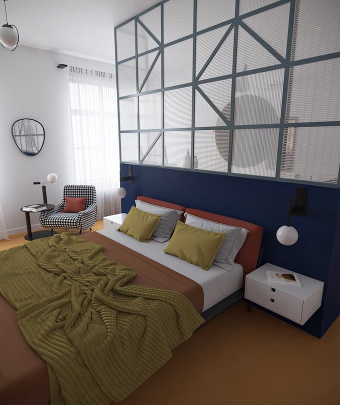 daria zinovatnaya blog déco clemaroundthecorner chambre à coucher simple originale sobre verrière salle de bain lit fauteuil