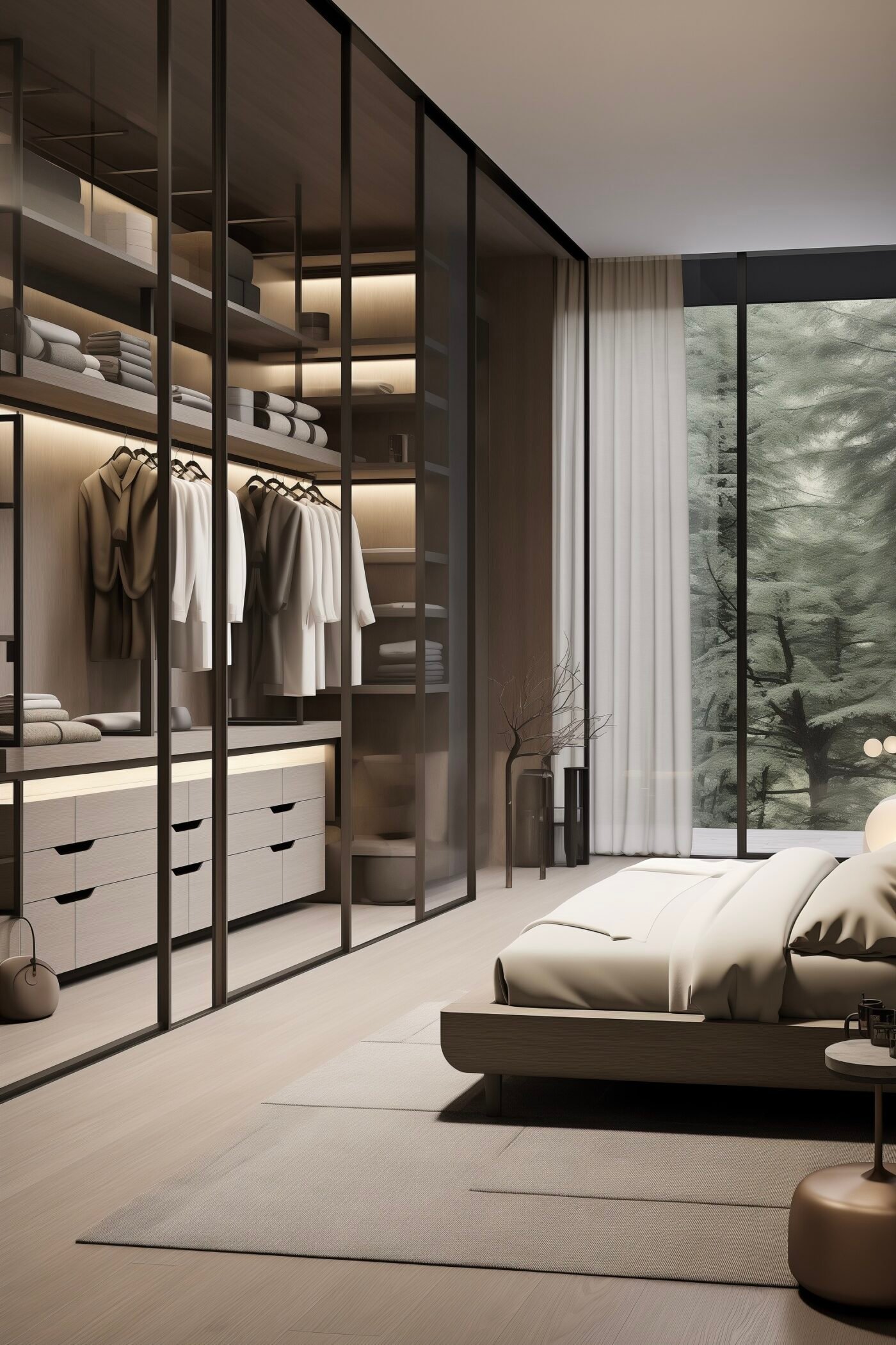 chambre dressing verre style japandi