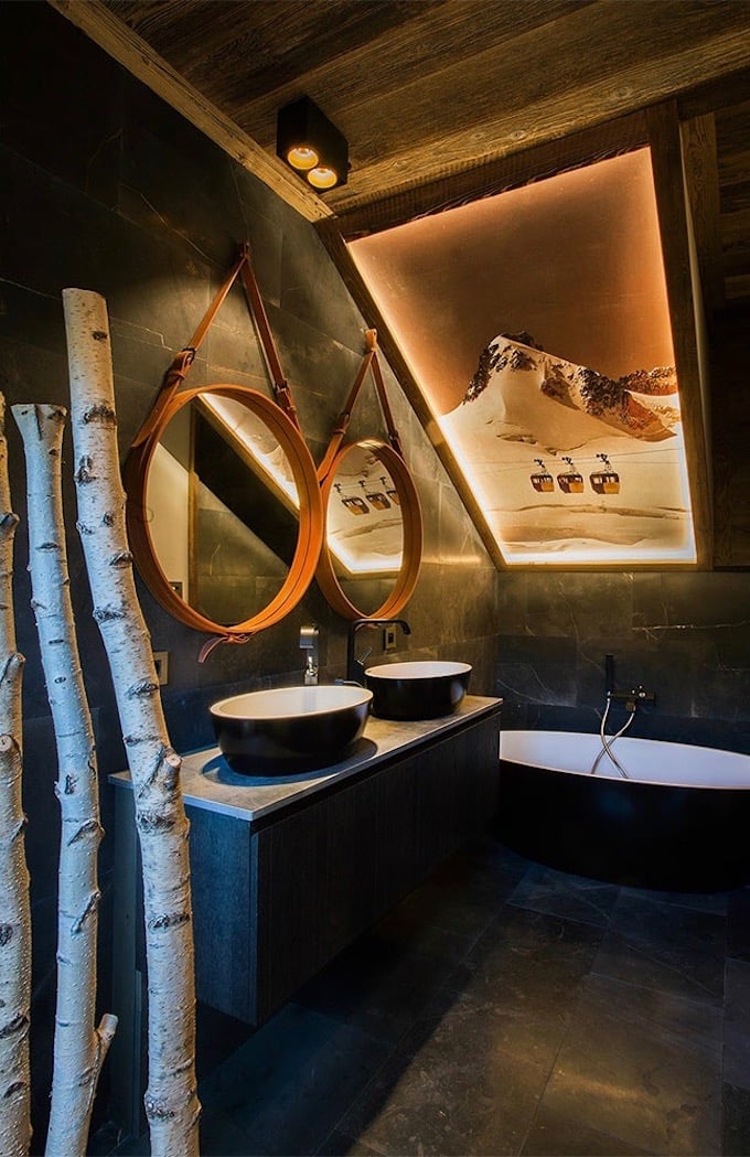 chalet du Père Noël Megève salle de bain déco de montagne - blog décoration - clem aroud the corner