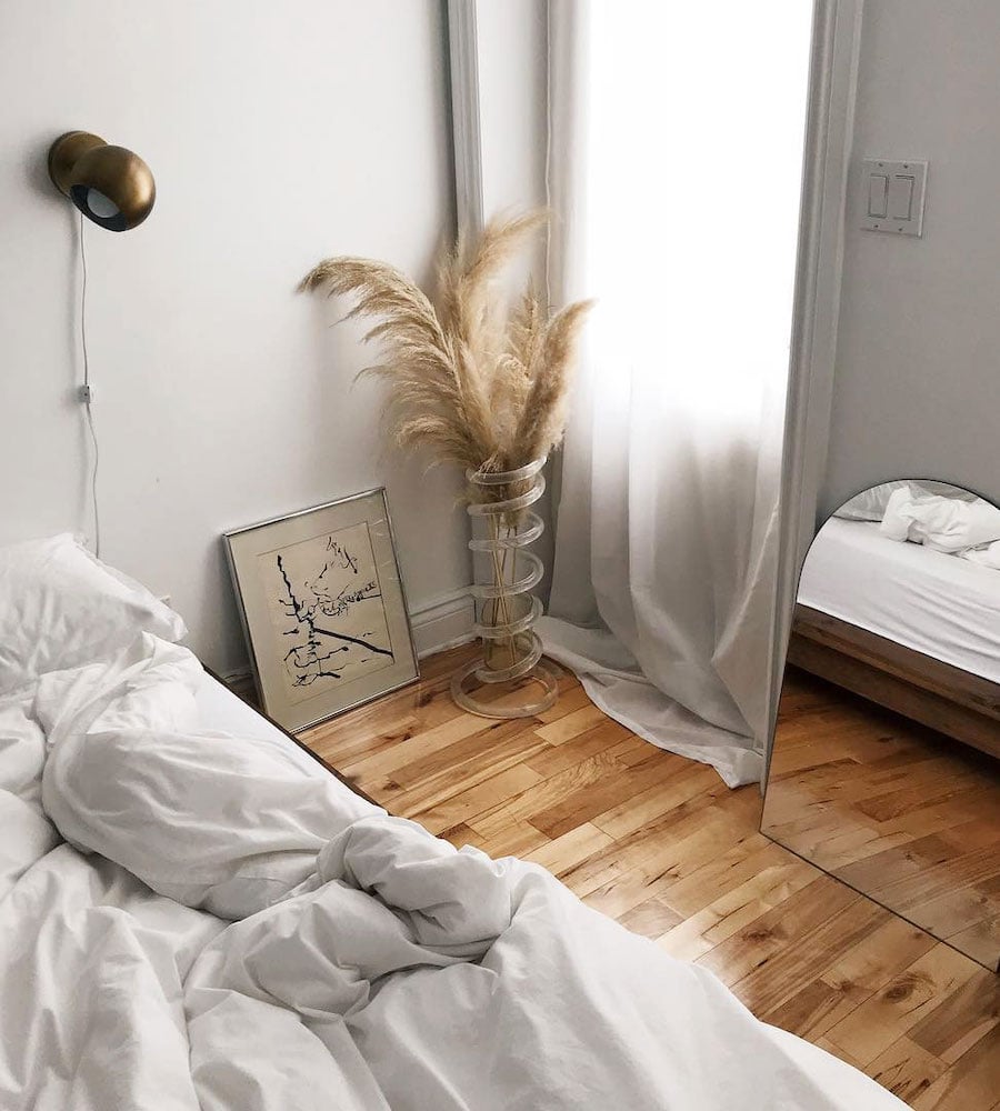 l'herbe de la pampa bouquet chambre parquet - blog déco - clem around the corner