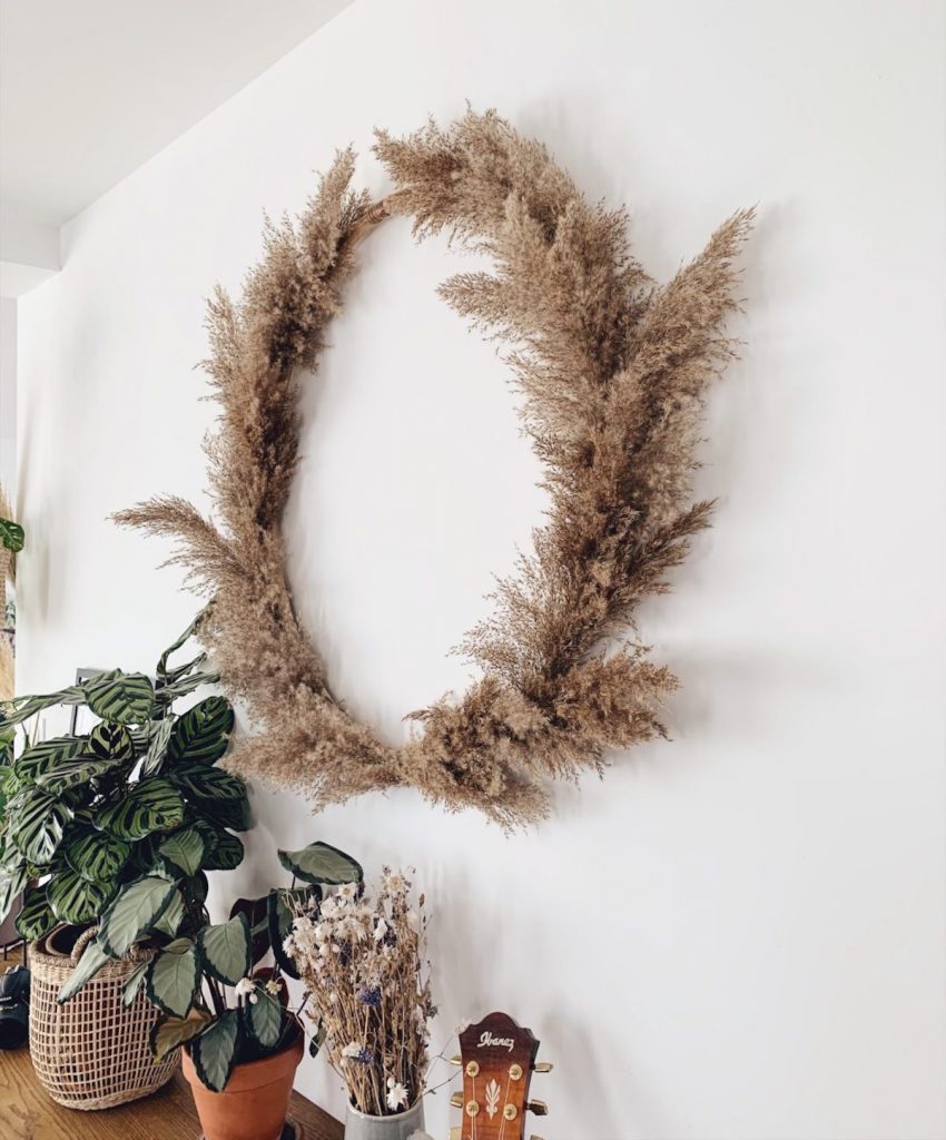l'herbe de la pampa couronne décoration diy blog déco clem around the corner