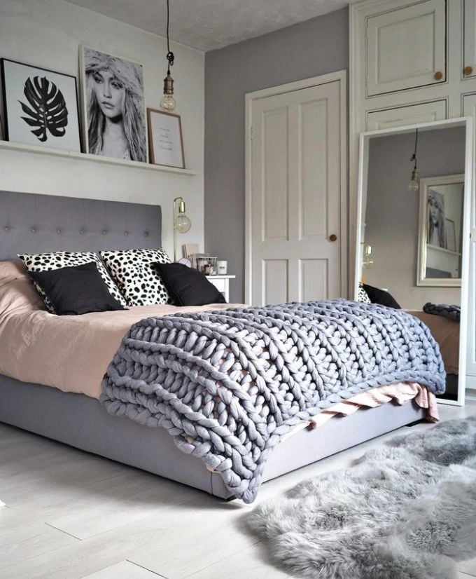 déco chambre cocooning ado lit couette tricot grosse maille chambre fille blog déco clem around the corner