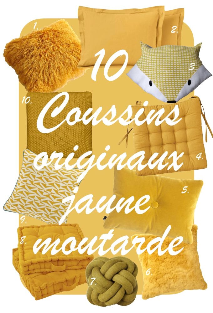 déco couleur jaune moutarde blog shopping liste coussin déco clem around the corner