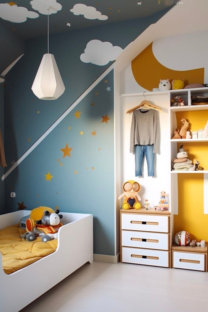 fresque murale diy chambre enfant thème cosmos