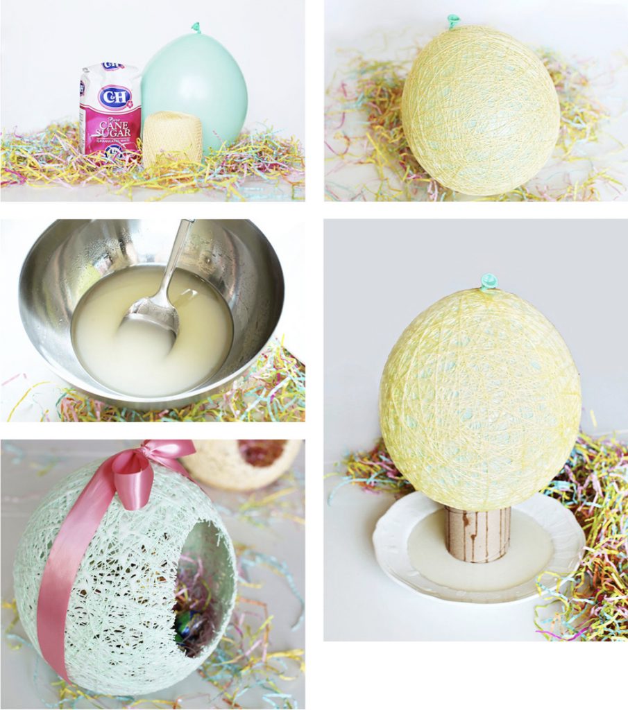 Pâques diy oeuf ficelle sucre bricolage ruban bonbon ballon jaune bleu - blog déco - clem around the corner