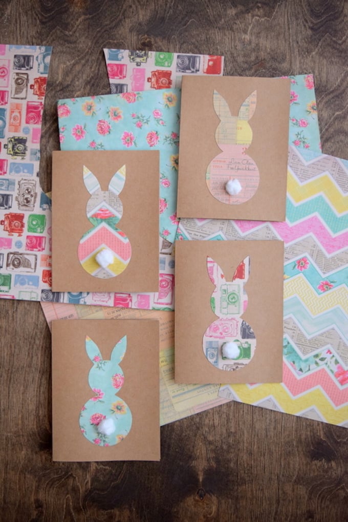 Pâques diy carte carton marron lapin pompon style vintage - blog déco - clem around the corner