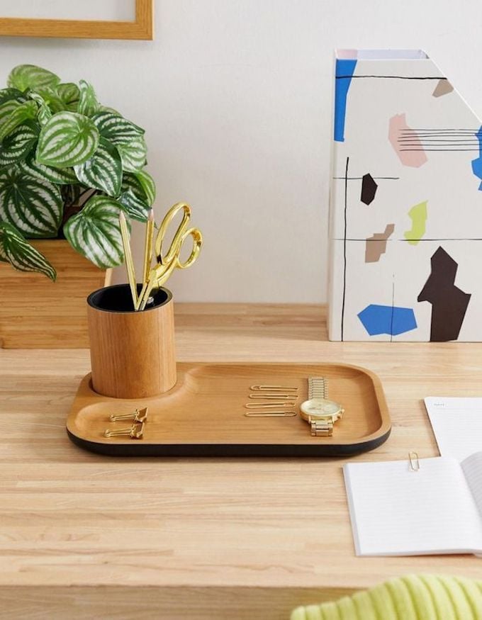 clem around the corner rangement bureau blanc bleu plateau bois Asos
