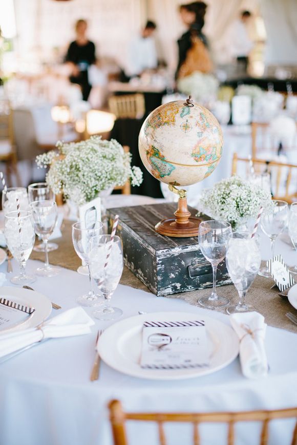 10 idées de déco pour un mariage thème voyage globe trotteur centre de table déco décoration