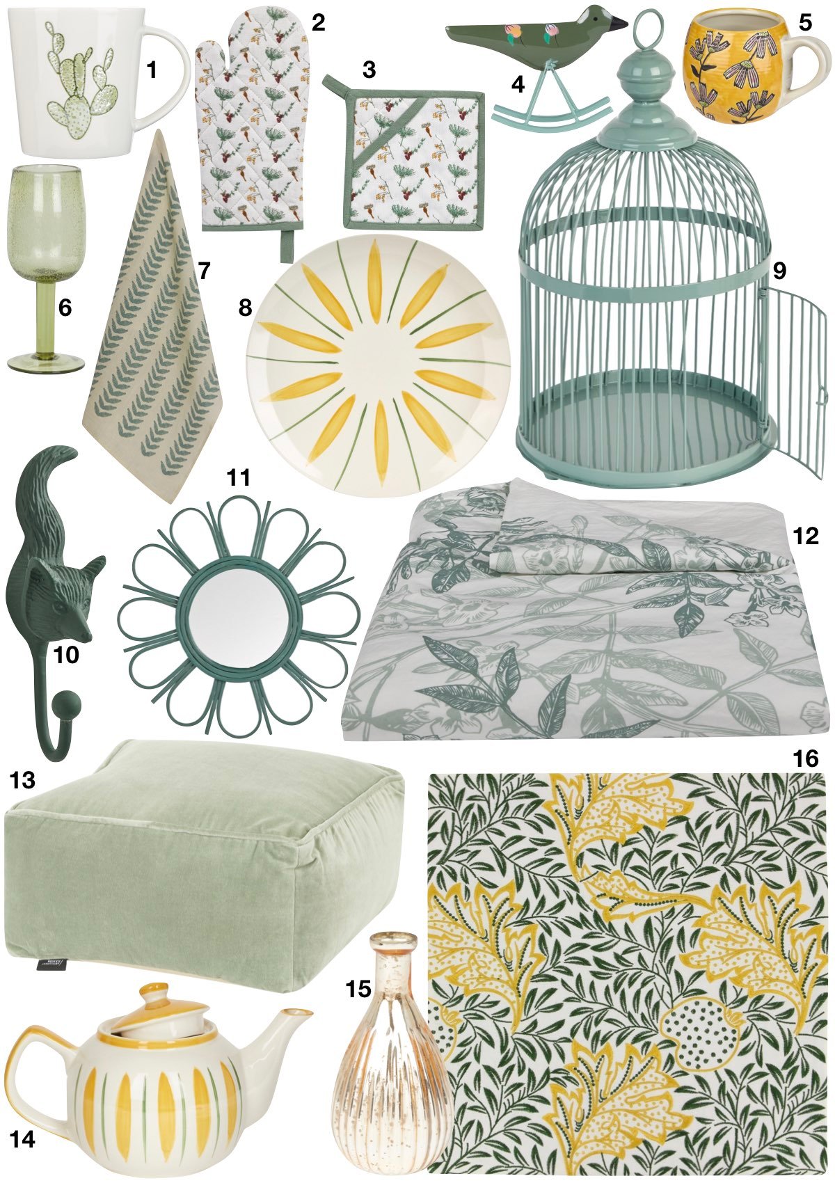 shopping déco de printemps ambiance décoration bucolique vert et jaune - blog déco - clem around the corner