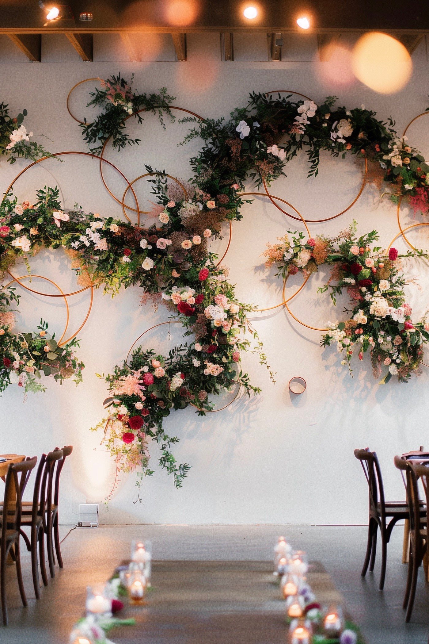 déco murale fleurie mariage cercle tambour broderie