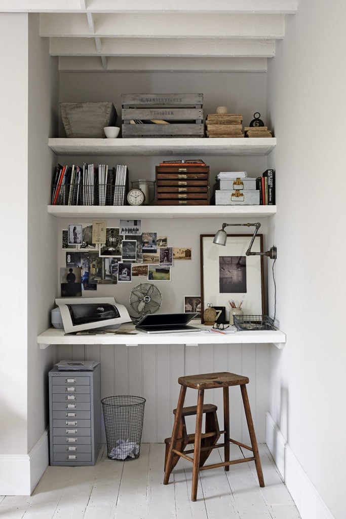 coin bureau salon déco mélange rustique moderne vintage - blog clematc