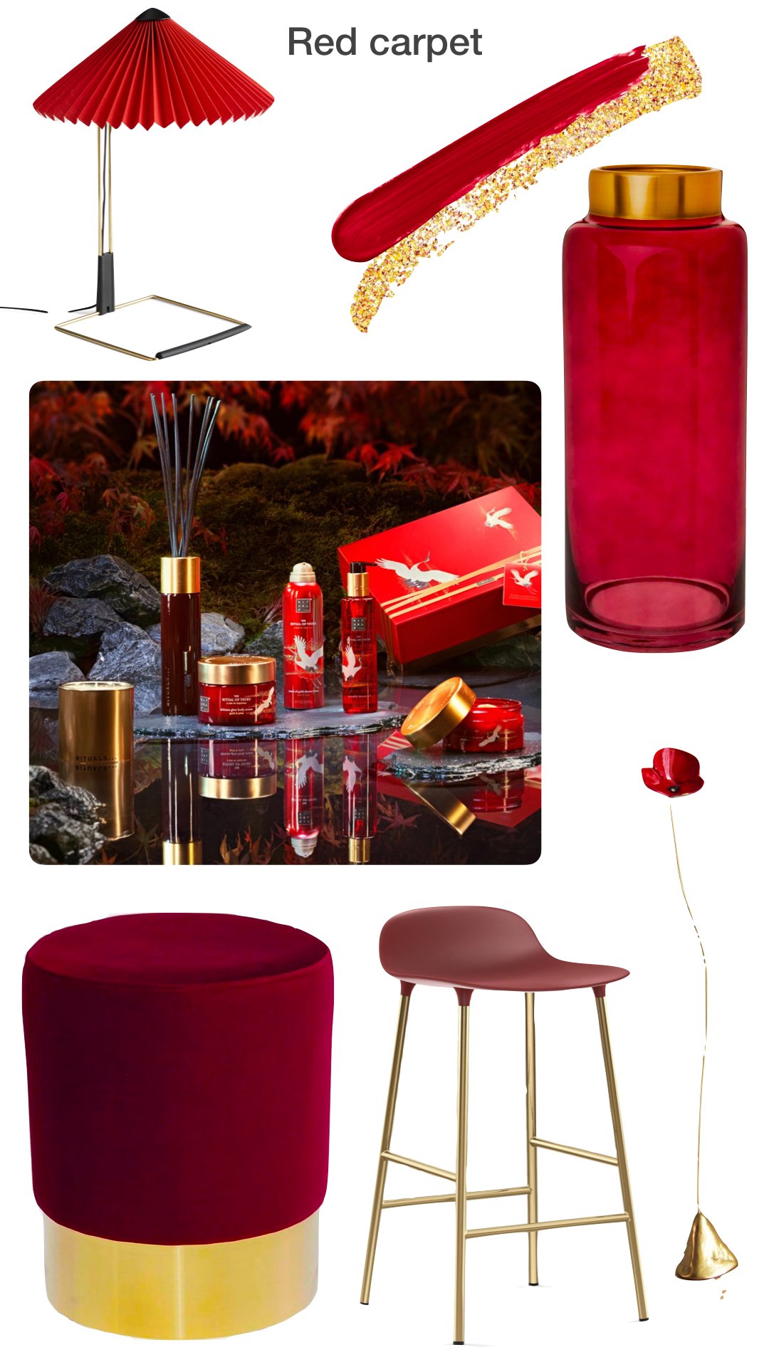 idées de cadeaux pour Noël rouge vase cosmétique femme or massage