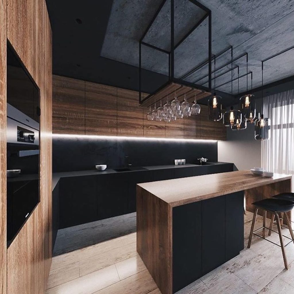 blog déco clemaroundthecorner cuisine industrielle suspension verre soufflée étagère métallique noire