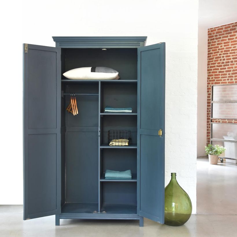 penderie bleu canard bois retro style campagne chic